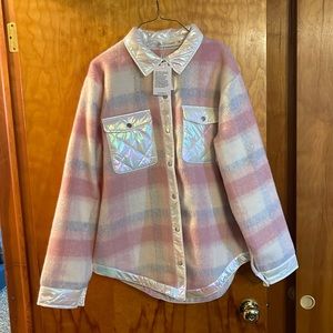 Plaid Pink and White Women's Jacket